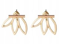 Złote Kolczyki Wiszące Za Ucho Sztyft Piekny Kwiat Lotosu Na Prezent K02