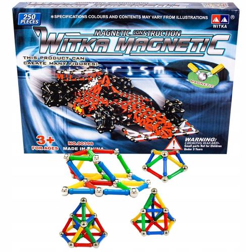 KLOCKI MAGNETYCZNE KONSTRUKCYJNE EDUKACYJNE KULKI ZESTAW 250 SZT DLA DZIECI na Arena.pl