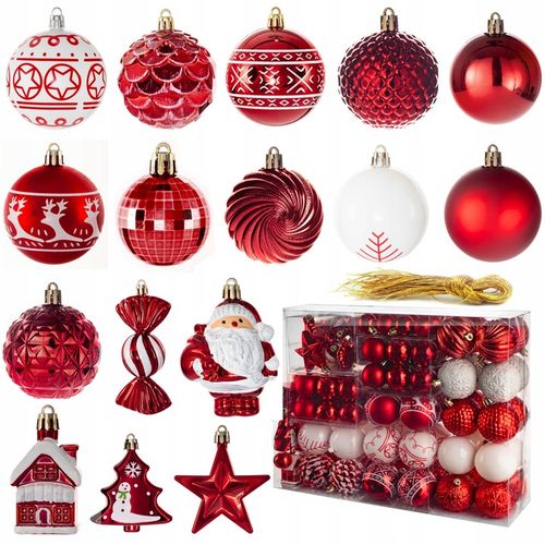 ZESTAW BOMBEK CHOINKOWYCH 115 szt BOMBKI MIX WZORY NIETŁUKĄCE na Arena.pl