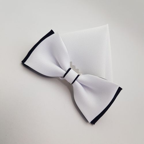 KOMUNIJNA MUSZKA BIAŁO GRANATOWA MUCHA Z BIAŁĄ POSZETKĄ na Arena.pl