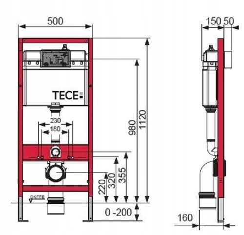 TECE Stelaż podtynkowy do WC 112 cm spłuczka Base TECEbase 9400407 na Arena.pl