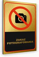 Tabliczka znak informacyjny 20x15 Złota ZAKAZ FOTOGRAFOWANIA Aluminiowa