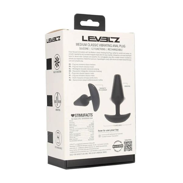 Classic Vibrating Silicone Anal Plug - M - Black zdjęcie 3