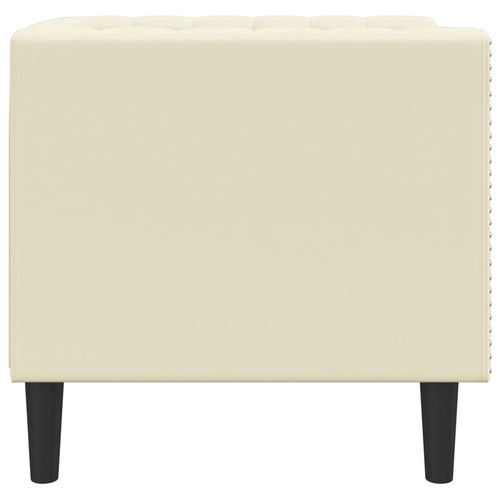 Fotel Chesterfield, kremowy, tapicerowany sztuczną skórą na Arena.pl