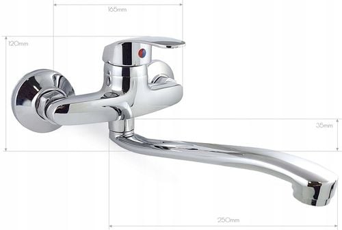 BATERIA ŁAZIENKOWA UMYWALKOWA KUCHENNA KRAN CHROM DŁUGA RUCHOMA WYLEWKA na Arena.pl