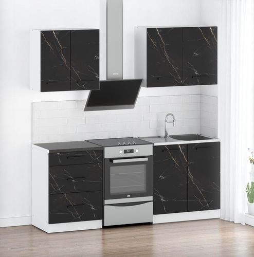 Zestaw mebli kuchennych z blatem modułowy pojemny 2m biały san sebastian na Arena.pl