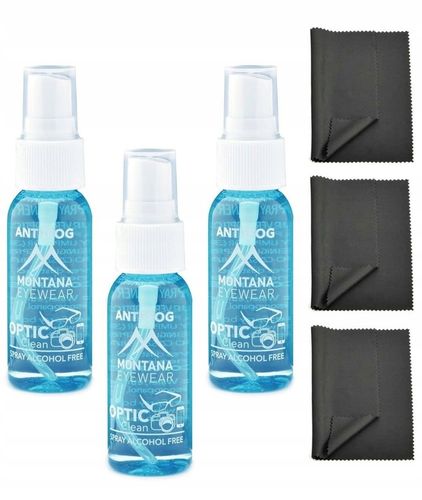 PŁYN ANTIFOG PRZECIW PAROWANIU OKULARÓW I GOGLI 3x 30ML + ŚCIERECZKI na Arena.pl