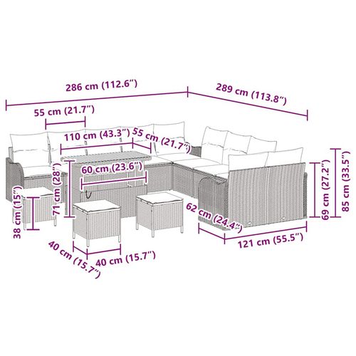 Zestaw Sof na Ogród 14 pcs Szary polirattan na Arena.pl