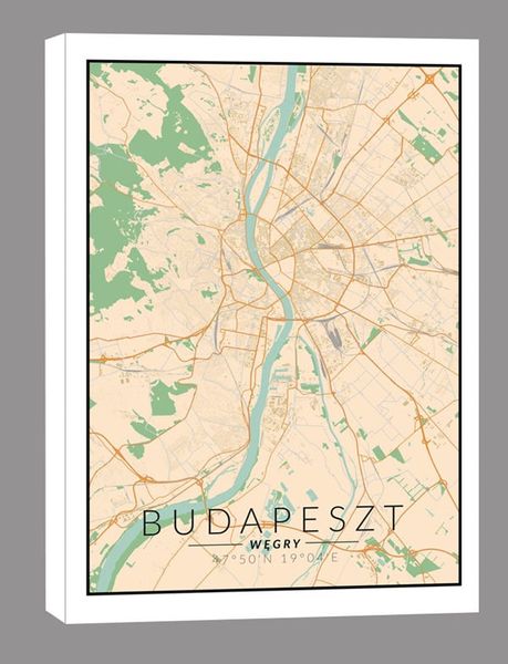 Budapeszt mapa kolorowa - obraz na płótnie 60x80 cm zdjęcie 1