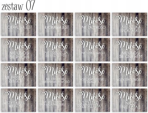 HYMN O MIŁOŚCI tabliczki 16 szt 20x30cm weselne na Arena.pl