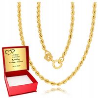 Złoty Łańcuszek 585 Klasyczny Kręcony Korda Dla kobiety Prezent na Urodziny