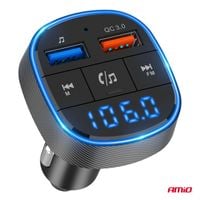 CAR Transmiter samochodowy FM 2×USB-A 12V 24V AMIO-04648