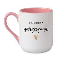 KUBEK "ZAJEBISTA NARZECZONA" Wzór - Elegant Coffee Różowy 330 ml
