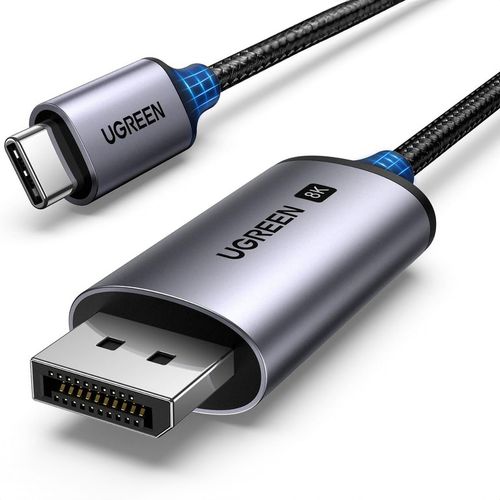 Kabel przewód audio video USB-C - DisplayPort 8K HDR HDCP2.3 eARC 1m szary na Arena.pl