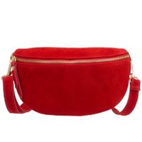 VERA PELLE nerka zamszowa saszetka biodrówka V681 czerwona