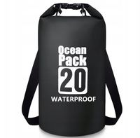 WOREK WODOODPORNY WODOSZCZELNY KAJAK TORBA PLECAK TURYSTYCZNY 20L CZARNY