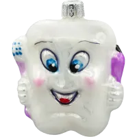 Bombka choinkowa szklana: Ząbek z pastą i szczoteczką: fioletowy