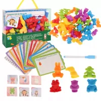 DUŻY ZESTAW EDUKACYJNY NAUKA LICZENIA KOLORÓW GRA MONTESSORI SORTER karty