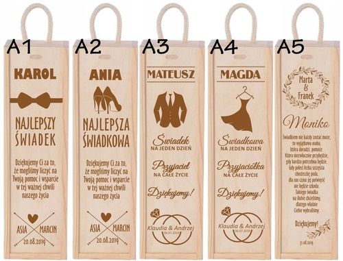 PODZIĘKOWANIA DLA RODZICÓW ŚWIADKÓW CHRZESTNYCH ŚLUB SKRZYNKA NA WINO na Arena.pl
