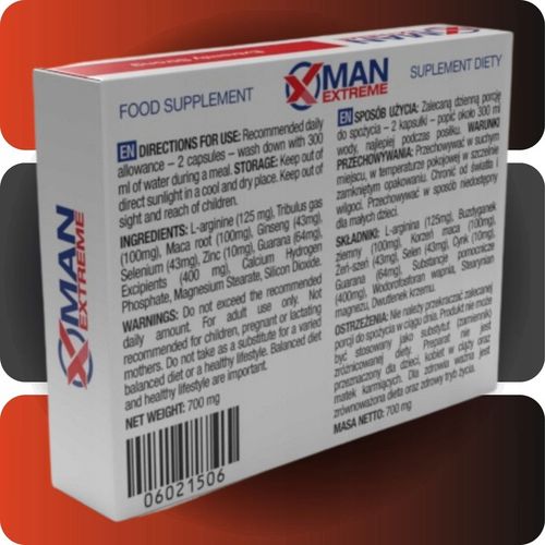 Tabletki na potencje erekcje wzwód MAN-EXTREME x5 kapsułek na Arena.pl
