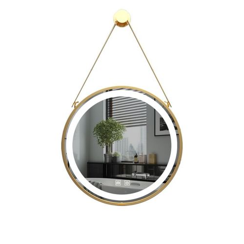 IREDA Lustro łazienkowe LED z oświetleniem, złota rama, 80 c na Arena.pl