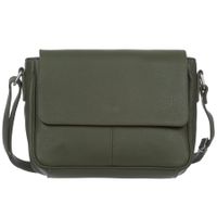 VERA PELLE torebka skórzana listonoszka z klapą i paskiem V556 oliwkowa