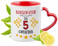 Kubek Czerwony Z Uszkiem W Kształcie Serca Dla Konserwatora Na Prezent