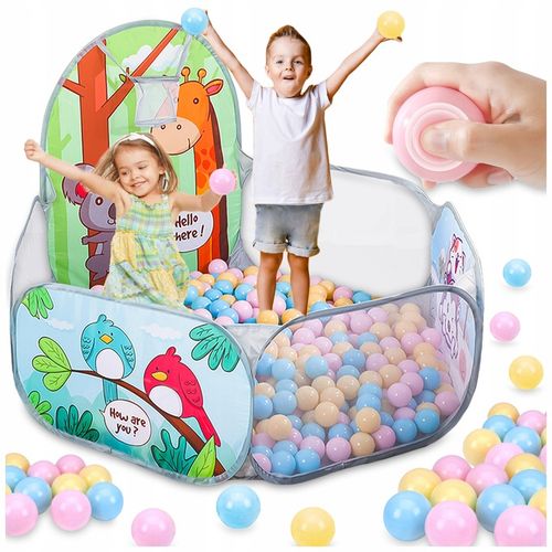 KOLOROWY SUCHY BASEN NAMIOT NA KULKI DLA DZIECI KOJEC Z KOSZEM na Arena.pl