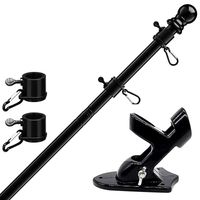 Maszt flagowy aluminiowy czarny 180 cm z uchwytem regulowany zestaw