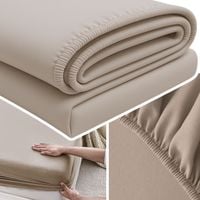 PRZEŚCIERADŁO Z GUMKĄ 160x200 NA MATERAC MIĘKKIE GŁADKIE Z BAWEŁNĄ  BEŻOWY