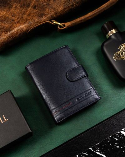 klasyczny, skórzany portfel męski na zatrzask - rovicky na Arena.pl