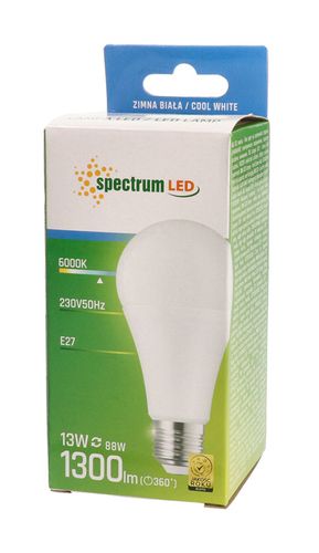 Żarówka LED GLS E27 13W zimna CW WOJ13891 SPECTRUM na Arena.pl