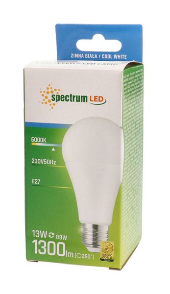 Żarówka LED GLS E27 13W zimna CW WOJ13891 SPECTRUM zdjęcie 3