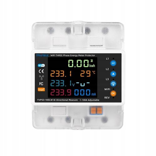 Licznik energii prądu 3-fazowy 2-kierunki PV przekaźnik 100A LCD WiFi na Arena.pl