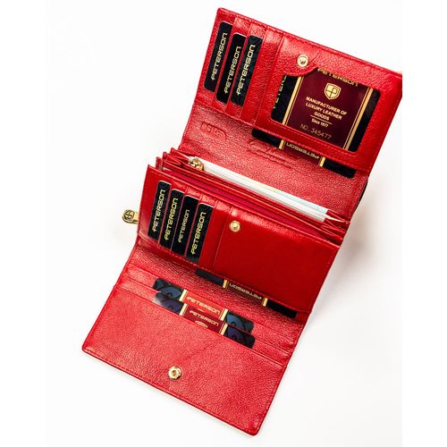 lakierowany, czerwony portfel damski zamykany na zatrzask - peterson na Arena.pl