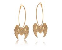 kolczyki koła z sercem, ze skrzydłami (p24/lat/39au)