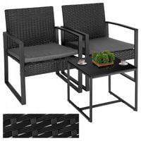 ZESTAW MEBLE OGRODOWE TECHNORATTAN KOMPLET NA TARAS BALKON KOMPLET CZARNY