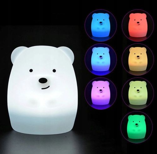 LAMPKA NOCNA MIŚ DLA DZIECI KOLOROWA SILIKON RGB M na Arena.pl