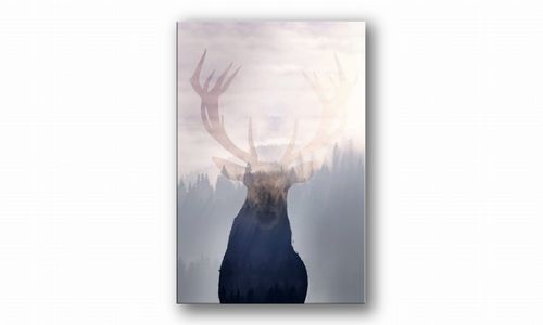 OBRAZ NA PŁÓTNIE 047 Jeleń na tle lasu 30x40cm na Arena.pl