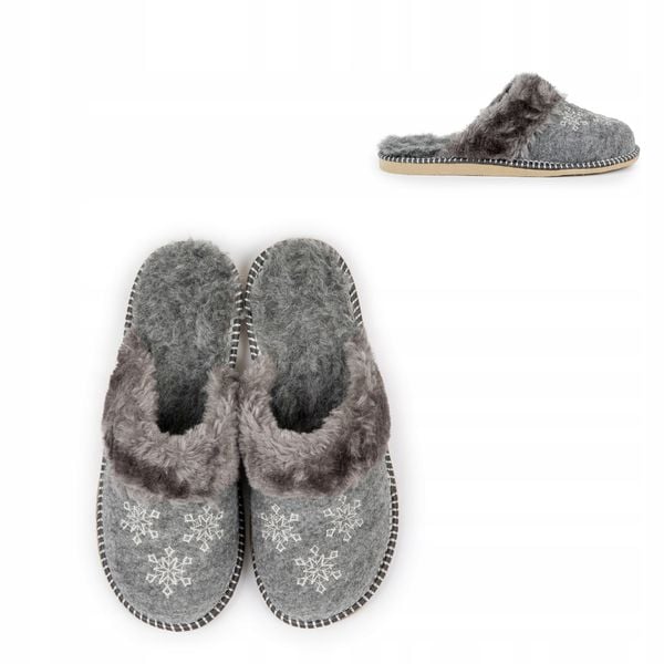 Filcowe Kapcie Damskie Góralskie Ocieplane Klapki zdjęcie 1