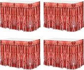 DEKORACJA STOŁU 75 x 275 cm CZERWONA METALICZNA ZASŁONA KURTYNA