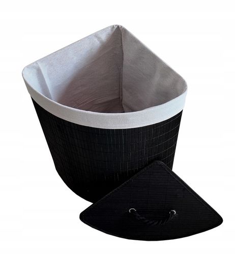 KOSZ BAMBUSOWY NA PRANIE BIELIZNĘ Z POKRYWĄ NAROŻNY POJEMNIK DUŻY 60L na Arena.pl