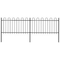 Ogrodzenie z zaokrąglonymi końcami, stalowe, 3,4 x 1 m, czarne