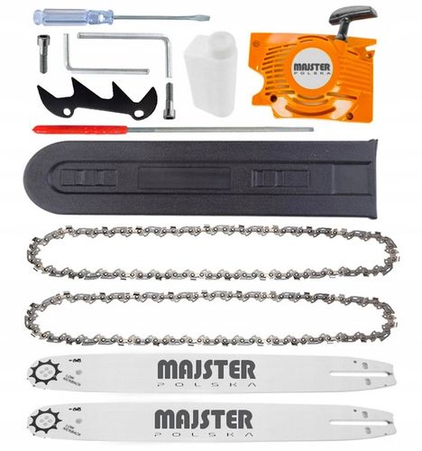 PIŁA SPALINOWA PILARKA ŁAŃCUCHOWA DO DREWNA 2X ŁAŃCUCH 2X PROWADNICA 2xOLEJ na Arena.pl