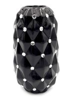 Czarny wazon ceramiczny pikowany z kryształkami glamour