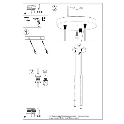 Lampa wisząca MOZAICA 3P czarny/złoto na Arena.pl