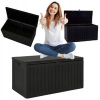 SKRZYNIA OGRODOWA 270 LITRÓW BALKONOWA KUFER SIEDZISKO 270L CZARNA 200kg