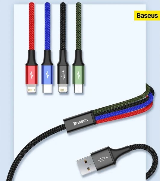 BASEUS SZYBKI MOCNY KABEL PRZEWÓD USB 4W1 2XUSB-C LIGHTNING MICRO QC 1.2M zdjęcie 8