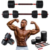 Hantle bitumiczne 40kg 2x20kg regulowane sztangielki sztanga 16 talerzy