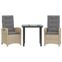 3-cz. zestaw mebli ogrodowych z poduszkami, mieszany beż